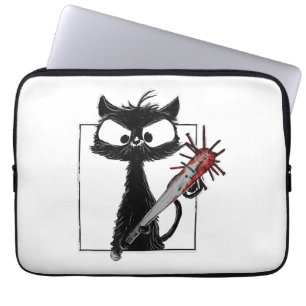 Funda Para Portátil Terror de béisbol de gato negro Halloween