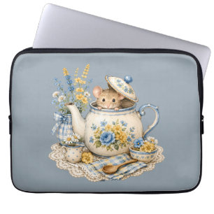Funda Para Portátil Tetera de ratón caprichosa Cottagecore Bloom