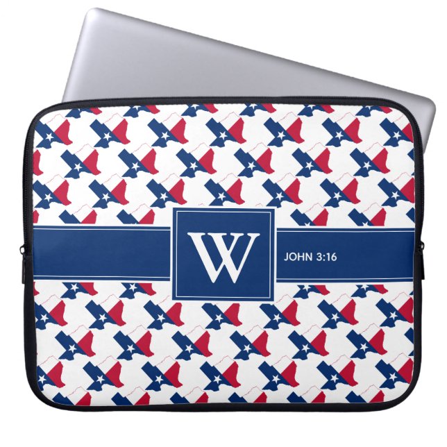 Funda Para Portátil TEXAS USA Escritura Cristiana Monograma portátil (Frente)