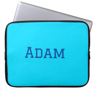 Funda Para Portátil texto azul morado agregar nombre mensaje de vuelta