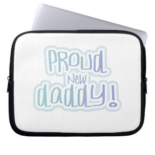 Funda Para Portátil Texto azul Orgulloso de los nuevos regalos de papá