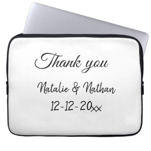 Funda Para Portátil texto de fecha de nombre de pareja de agradecimien
