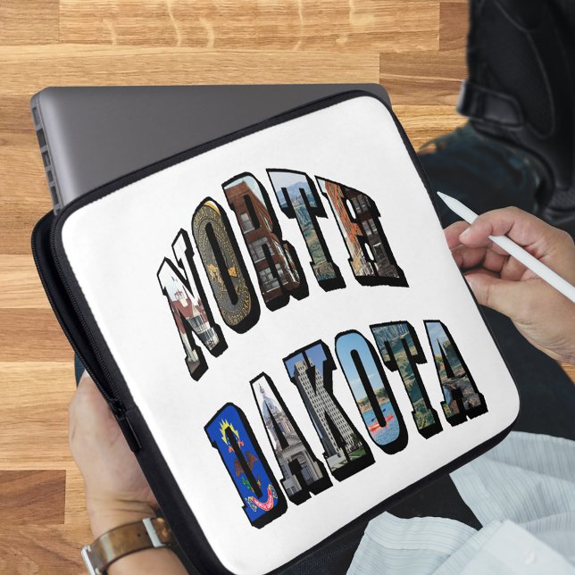 Funda Para Portátil Texto de imagen de Dakota del Norte (North Dakota Picture Text Laptop Sleeve)