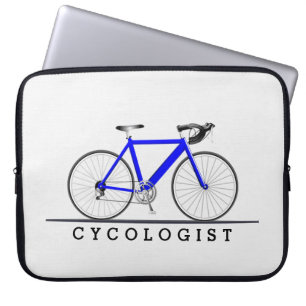 Funda Para Portátil Texto del cicólogo con bicicleta azul