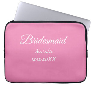 Funda Para Portátil Texto simple minimalista rosa dama de honor agrega