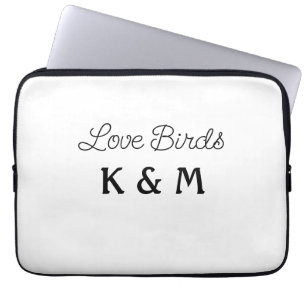 Funda Para Portátil texto simple mínimo agregue el nombre pájaros de a