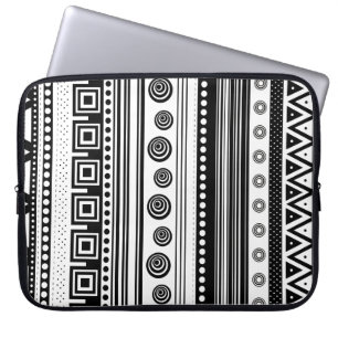 Funda Para Portátil Textura azteca decorativa de color negro