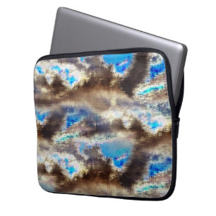 Funda Para Portátil Textura azul y marrón manchada en una madera rugos
