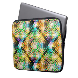 Funda Para Portátil Textura colorida quemada de locura, cuadrados abst