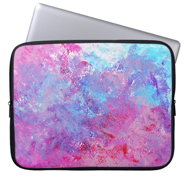 Funda Para Portátil Textura creativa rosa-azul, manchas de pintura. (Frente)