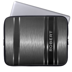 Funda Para Portátil Textura de aspecto de aluminio cepillado negro