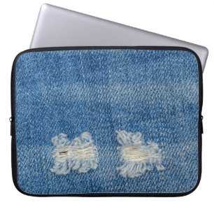 Funda Para Portátil Textura de cierre de Denim despedazado.