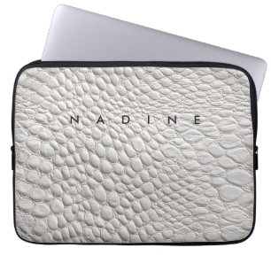 Funda Para Portátil textura de cuero blanco