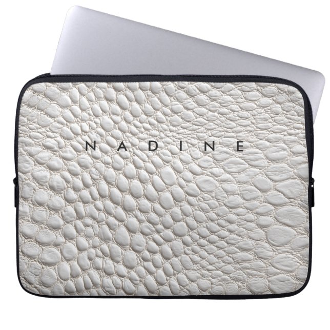 Funda Para Portátil textura de cuero blanco (Frente)