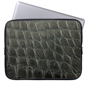 Funda Para Portátil Textura de cuero de caimán negro, cierre