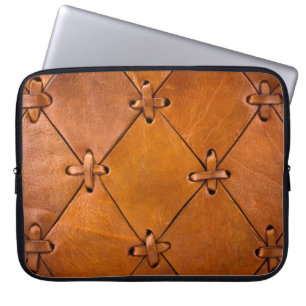 Funda Para Portátil Textura de cuero, detalle natural del selvage.