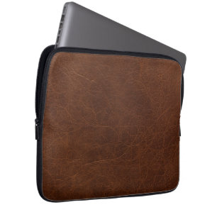 Funda Para Portátil Textura de cuero marrón elegante