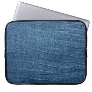 Funda Para Portátil Textura de Denim Azul: Jeans Clásicos.