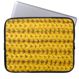 Funda Para Portátil Textura de lana de punto amarillo vibrante