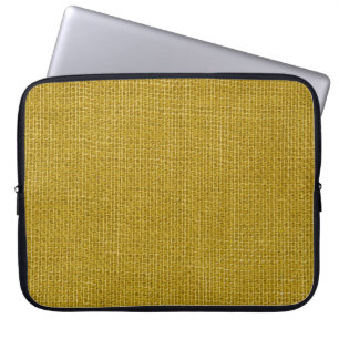 Funda Para Portátil Textura de lino amarillo cierre fondo de la foto.