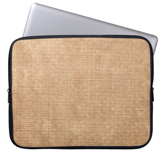 Funda Para Portátil Textura de lino natural como bagaje, beige, (Frente)