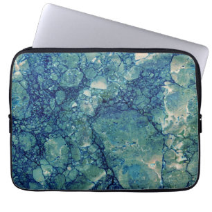 Funda Para Portátil Textura de mármol azul verde turquesa