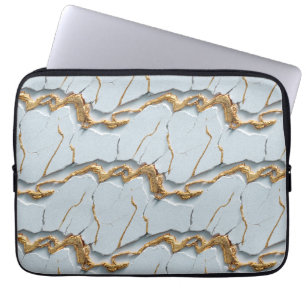 Funda Para Portátil Textura de mármol blanco con vetas de oro agrietad