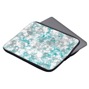 Funda Para Portátil Textura de mármol gris y blanco turquesa