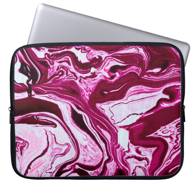 Funda Para Portátil Textura de mármol magenta (Frente)