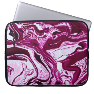Funda Para Portátil Textura de mármol magenta: arte fluido abstracto