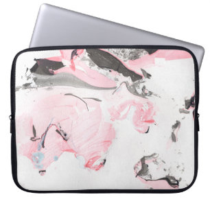 Funda Para Portátil Textura de mármol rosa y negro. Dibujo de mano