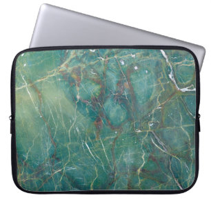 Funda Para Portátil Textura de mármol verde malaquita, estructura de d
