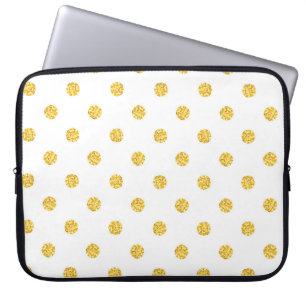 Funda Para Portátil Textura de puntos de Purpurina de oro de Polka