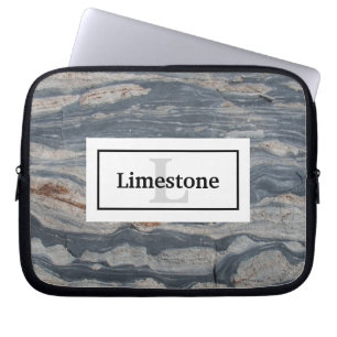 Funda Para Portátil Textura de roca de piedra caliza con monograma