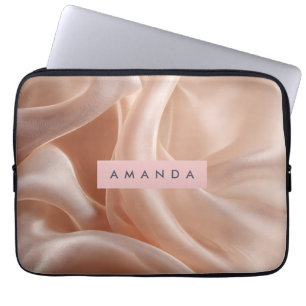 Funda Para Portátil Textura de seda rosa elegante personalizada