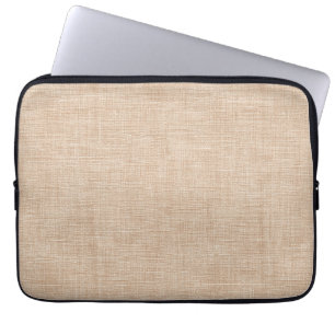 Funda Para Portátil Textura de tela de lino natural en beige cálido