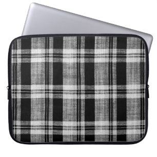 Funda Para Portátil Textura de tela de plástico blanco y negro a cuadr