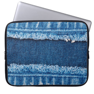 Funda Para Portátil Textura de tela de vaqueros de denim azul