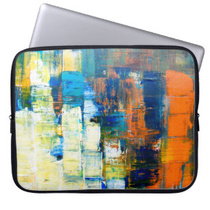 Funda Para Portátil Textura de tela pintada. Sombreado rojo y azul en