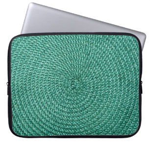 Funda Para Portátil Textura de tela verde trenzada artificial.