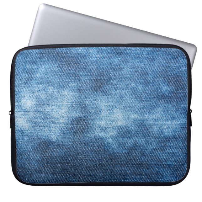 Funda Para Portátil Textura de vaqueros de denim azul (Frente)