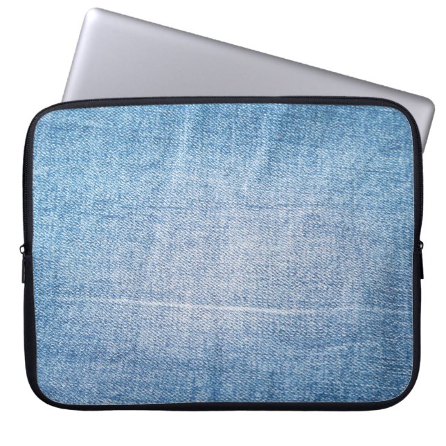 Funda Para Portátil Textura de vaqueros de denim azul (Frente)