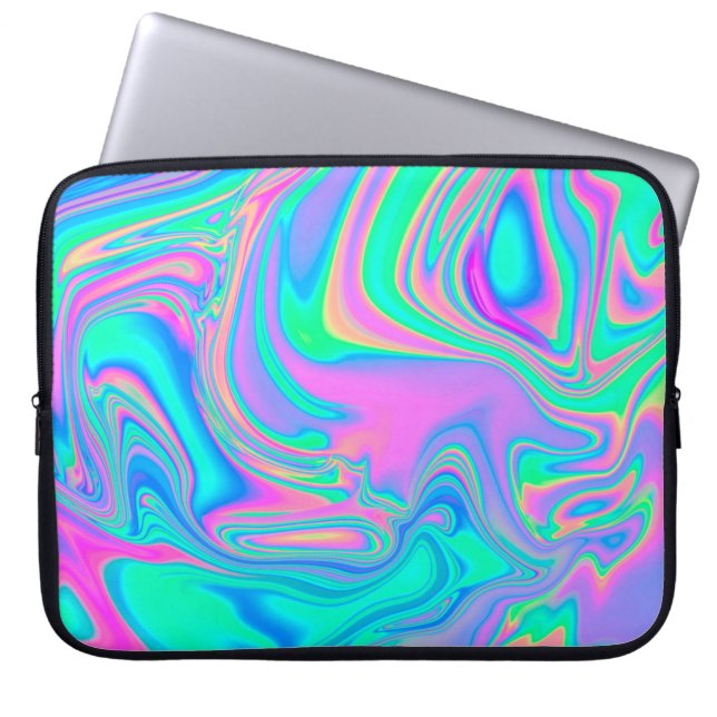 Funda Para Portátil Textura holográfica de mármol iridiscente en vibra (Frente)