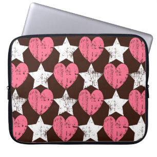 Funda Para Portátil Textura Retro Threadbare Hearts Stars
