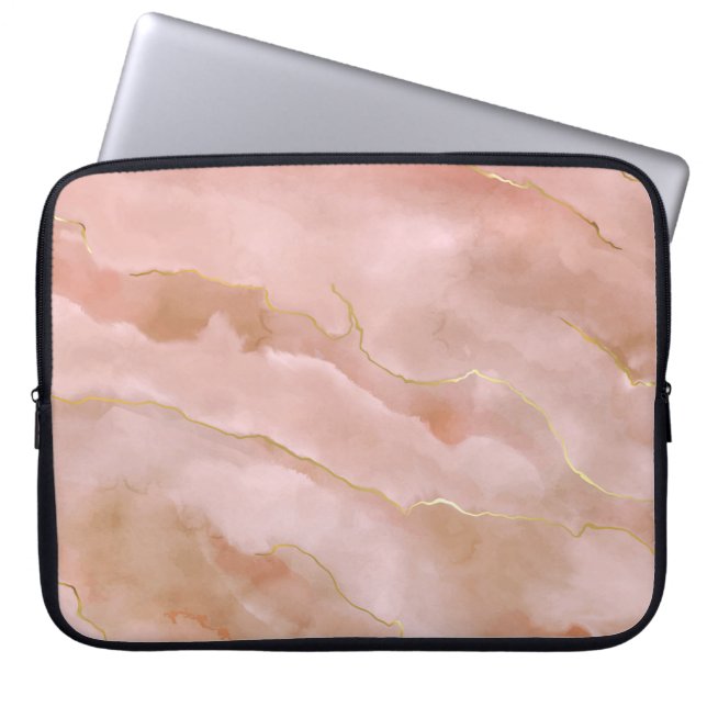 Funda Para Portátil Textura rosa de oro de mármol líquido (Frente)