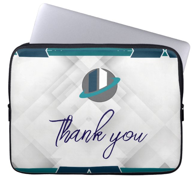 Funda Para Portátil Thank you & Logo white (Frente)