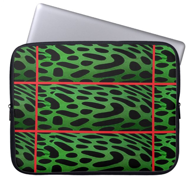 Funda Para Portátil The Striped Green Leopard Computer Electronics Bag (Frente)