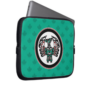 Funda Para Portátil Thunderbird de arte nativo americano Red Black Hai