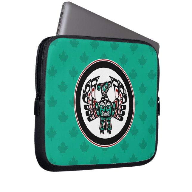 Funda Para Portátil Thunderbird de arte nativo americano Red Black Hai (Anverso derecho)