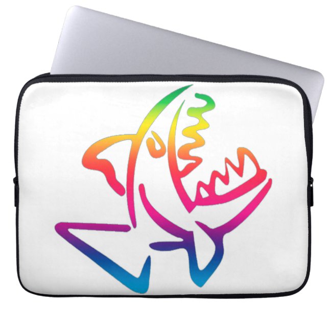 Funda Para Portátil tiburón arcoíris grande (Frente)